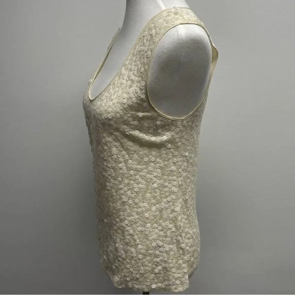 J. Crew sparkly sequined cream off white blouse tank top, size small. Sequins - Picture 3 of 13
